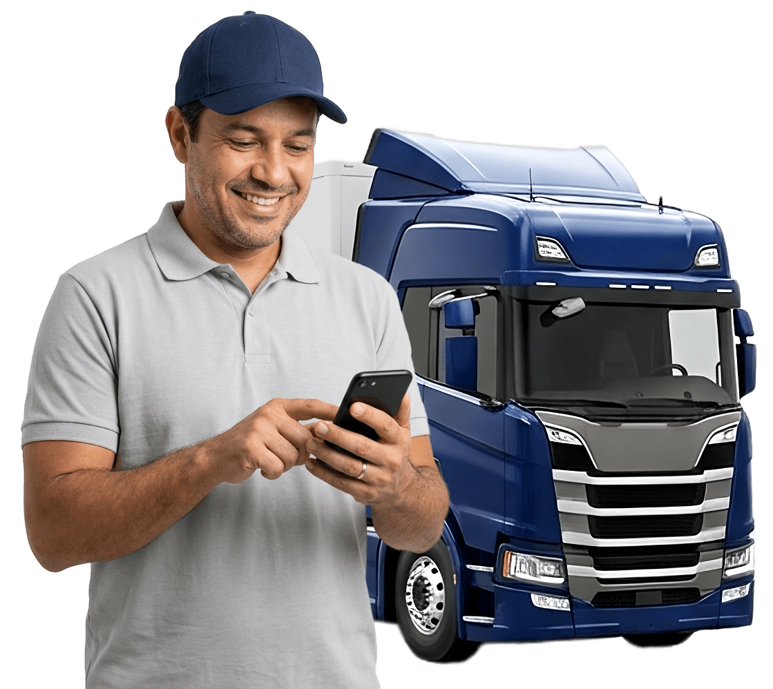 Motorista consultando a regularização pelo celular